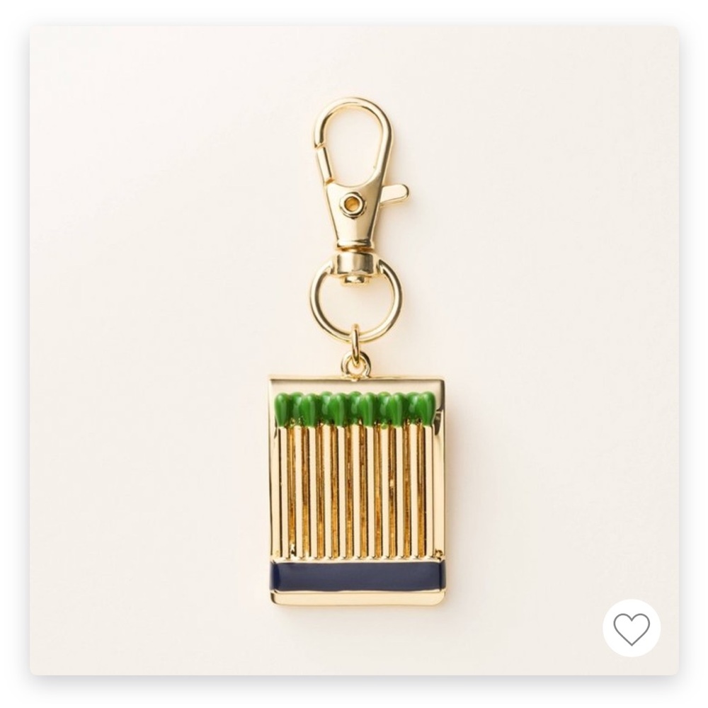 Kate Spade Target Matches bag charm key chain Green Gold Black NWT